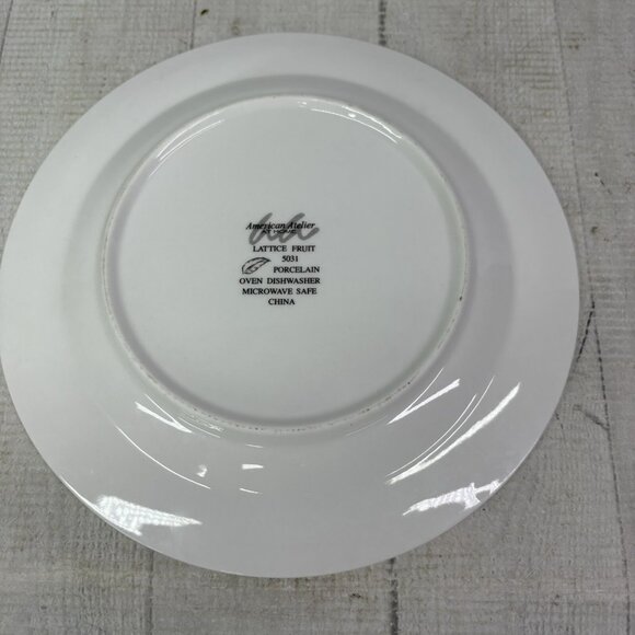 American Atelier LATTICE FRUIT 5031 Porcelain Round Salad Lunch Plates Set of 4 - Picture 7 of 16